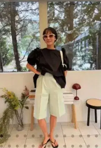 POSY clean line half pants 라이트 그린