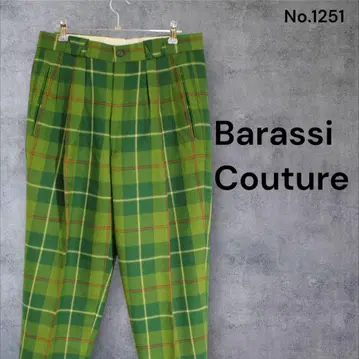 Barassi Couture 그린 체크 무늬 팬츠 골프 슬랙스