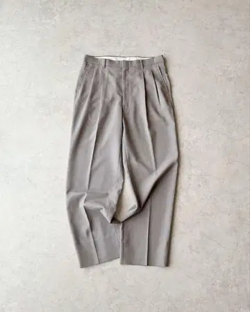 90s vintage 투 턱 썸머 울 와이드 슬랙스 그레이지
