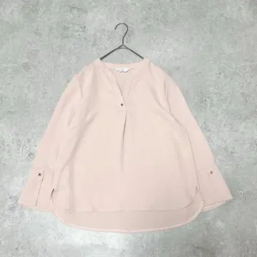 s2998 바빌론 장소매 블라우스 풀오버 소매 와이드 V넥 핑크