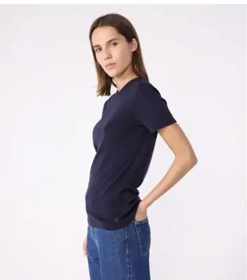 크루넥 반팔 티셔츠 PETITBATEAU 쁘띠바토 티셔츠 네이비
