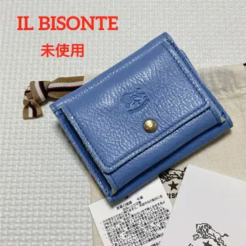 미사용 IL BISONTE 트리폴드 지갑 스틸 블루, 가방 포함