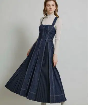 CASA FLINE 카사플라인 데님 프론트 후크 원피스