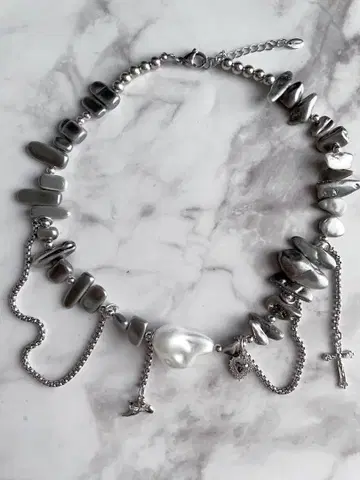 날개 펄 목걸이 (BLACK)