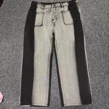 바이컬러 데님 팬츠 그레이 블랙
