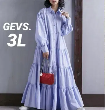 빅 사이즈 티어드 맥시 셔츠 원피스 GEVS. 3L