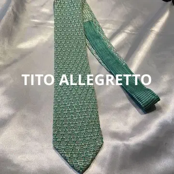 미품 TITO ALLEGRETTO 에메랄드 그린 실크 니트 넥타이