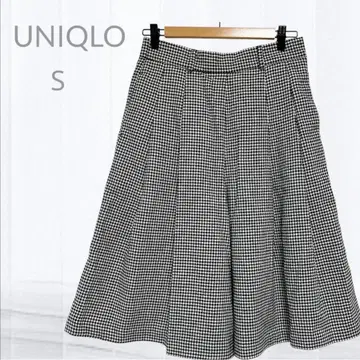 유니클로 UNIQLO 와이드 반바지 S 사이즈 체크무늬 두꺼운 소재