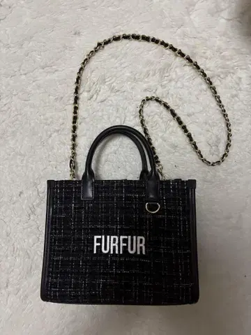 FURFUR 트위드 로고 토트백
