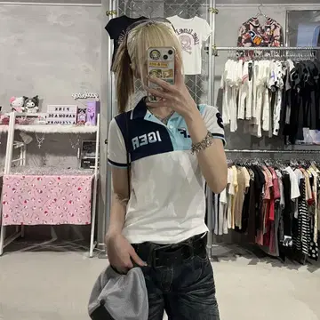 tommy 폴로셔츠 피치T 피치폴로 y2k 핵귀욤 바이컬러
