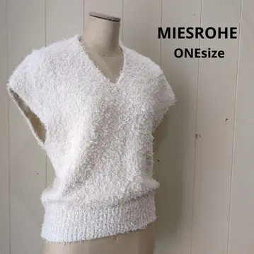 MIESROHE 플러피 니트 베스트 프렌치 슬리브 화이트