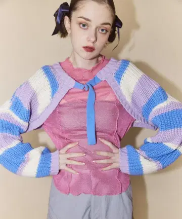 MULTI BORDER KNIT 볼레로
