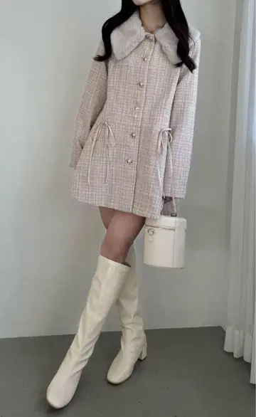 멋진 박수 소리가 나는 티펫 장식 리본 노칼라 코트