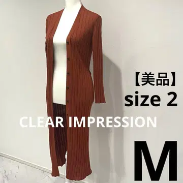 클리어 인프레션 리브 짜임 카디건 오렌지 롱 사이즈 2 M