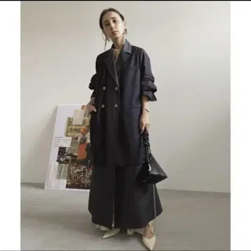 ameri vintage 더블 브레스트 롱 베스트 트렌치코트