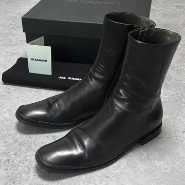 미품 질 샌더 사이드 지퍼 천연 가죽 부츠 36 23cm 검정