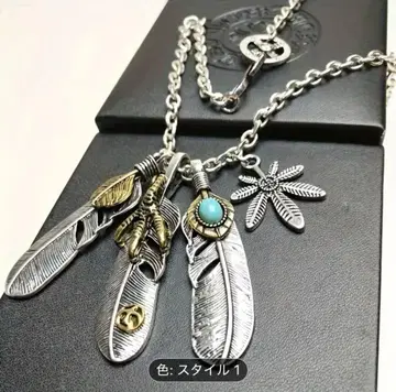 보헤미안풍 깃털 모티브 목걸이