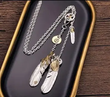 깃털 모티브 목걸이 골든 silver925