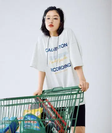 LEPSIM 빅 프린트 튜닉 티셔츠