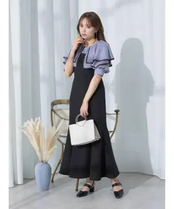 어스 파이핑 칼라 장식 도킹 원피스