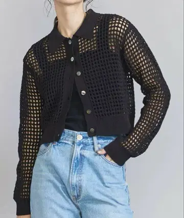 뷰티앤유스 코튼 나일론 메쉬 니트 카디건