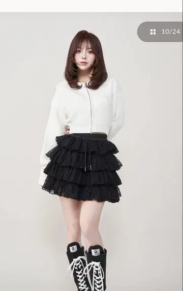 볼륨 레이스 미니 스커트 darich