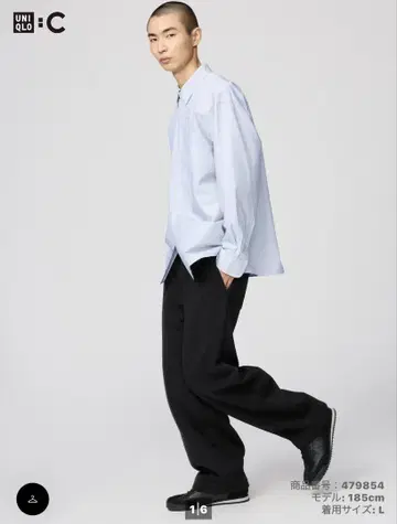 유니클로 C 맨투맨 와이드 팬츠 블랙 XL