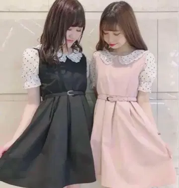 이브린 하트 패턴 원피스 블랙