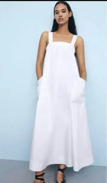 인기 ZARA TOPSTITCHED MIDI DRESS