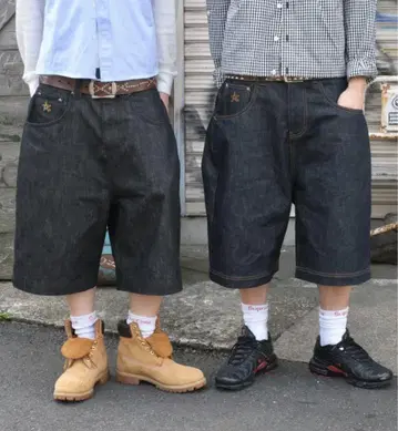 BELVET Star logo rigid Denim Jorts M