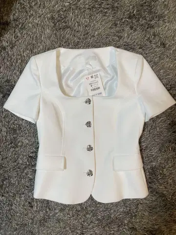 ZARA XS 새 제품 미사용 화이트 단추 장식 단추 소매 블레이저