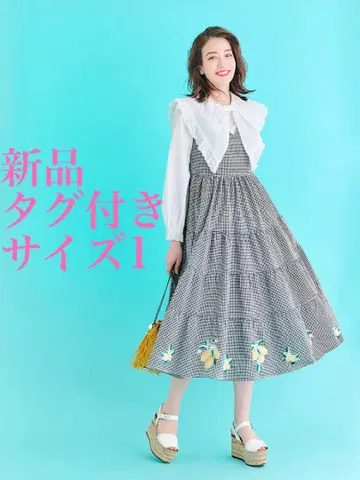 택 포함 새상품 체스티 레몬 자수 원피스 사이즈 1