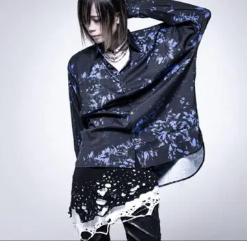 CIVARIZE 오버사이즈 꽃무늬 장소매 셔츠
