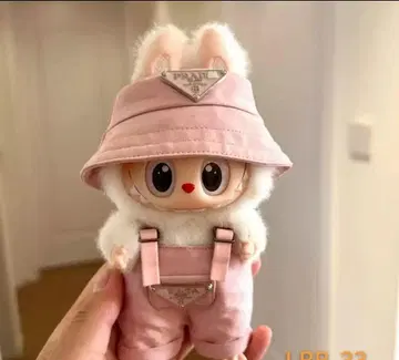 LABUBU 러브부 인형용 (핑크 / 버킷 햇 & 오버올)