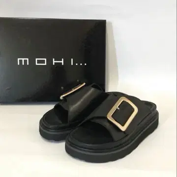 새상품급 모히 MOHI 빅 버클 샌들 블랙 가죽 36 박스 포함