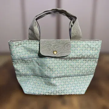 타타미 가장자리 장식 기하학 패턴 하늘색 핸드백