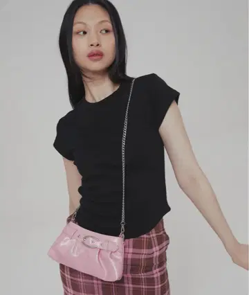 큐레티 C 벨트드 호보 미니 백_핑크
