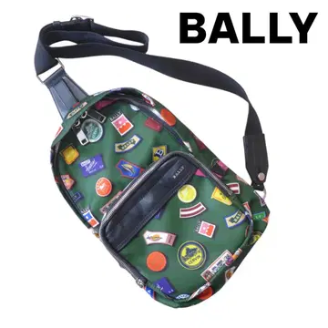 BALLY 패치워크 디자인 나일론 바디백 그린 미품