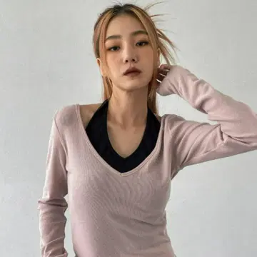 BLACKUP [MADE] 위저 V넥 레이어드 긴팔 티셔츠