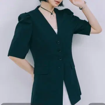 BABYLONE X 야나기하시 유이 콜라보 퍼프 슬리브 자켓 블랙 36