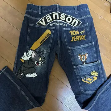 VANSON 밴슨 톰과 제리 자수 데님 팬츠 진