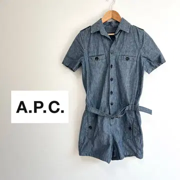 컨디션 최상 A.P.C. 린넨 블렌드 오버롤 숏팬츠 옷깃 데님