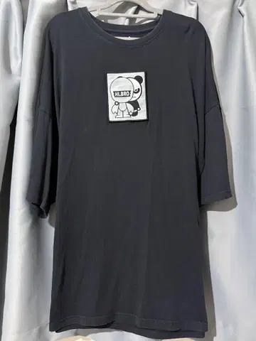HI PANDA 캐릭터 프린트 티셔츠 L 사이즈 블랙