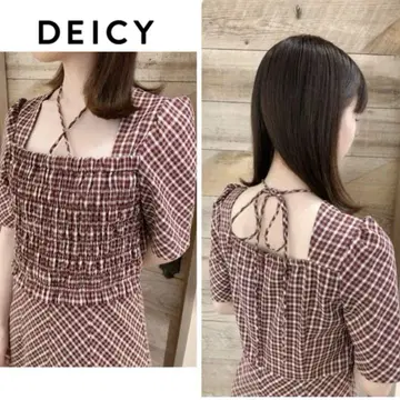 데이시 DEICY 빨간색 롱 체크 원피스