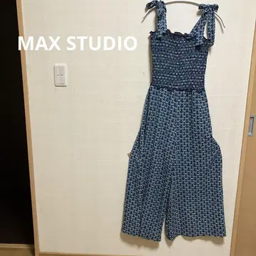 MAX STUDIO 플라워 프린트 올인원 파랑 화이트 포켓 부착