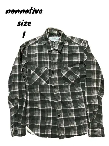 nonnative 티브 프린트 체크 장소매 셔츠