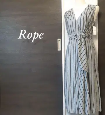 ROPE 스트라이프 패턴 랩 원피스 가디건
