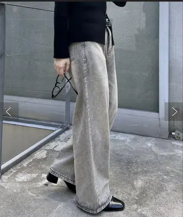 mystic 오버다이 와이드 데님 베이지