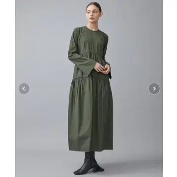 미품 클레인 CLANE 티어드 원피스 그린 1 S 벨 슬리브