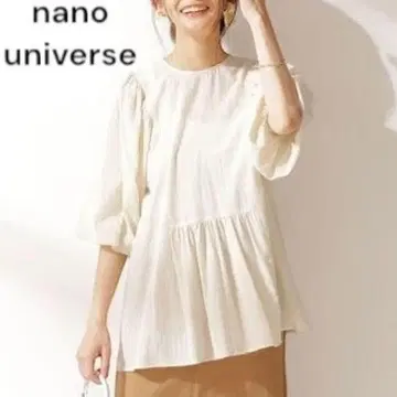 나노유니버스 코튼 시폰 볼륨 소매 블라우스